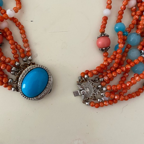 Colorful Orange Marble Beaded Necklace - Picture 4 of 4